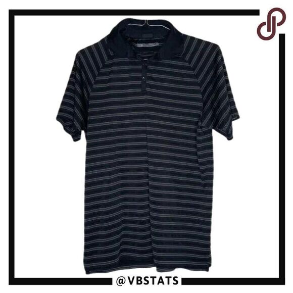 Oakley Black Short Sleeve Polo with Gray Stripes in Size Medium - Picture 1 of 5